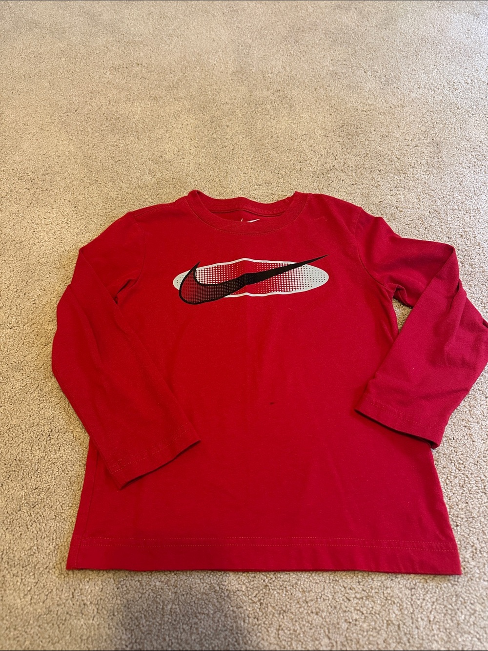 Nike Red Long Sleeve Shirt with Black Swoosh